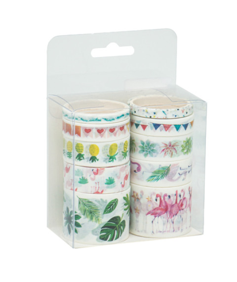 Set bandă adezivă decorativă "Flamingo", 10 rolls x 2 m